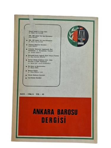 ANKARA BAROSU DERGİSİ SAYI:1986/4 YIL:43 - 0