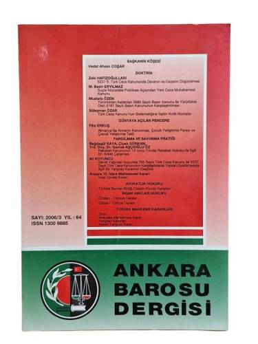 ANKARA BAROSU DERGİSİ YIL 2006 SAYI:3 - 0