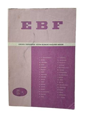 ANKARA ÜNİVERSİTESİ EĞİTİM BİLİMLERİ FAKÜLTESİ DERGİSİ YIL 1983 CİLT:16 SAYI:1 - 0