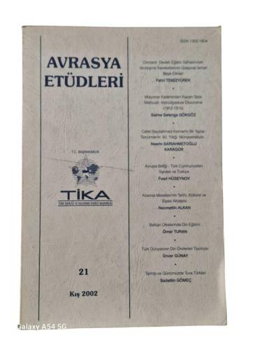 AVRASYA ETÜDLERİ DERGİSİ KIŞ 21 2002 - 0