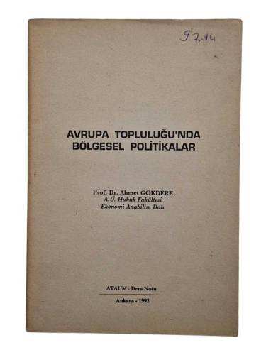 AVRUPA TOPLULUĞUNDA BÖLGESEL POLİTİKALAR - ATAUM DERS NOTU - 0