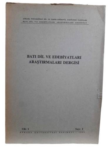BATI DİL VE EDEBİYATLARI ARAŞTIRMALARI DERGİSİ CİLT:1 SAYI: 2 YIL:1966 - 0