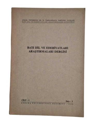 BATI DİL VE EDEBİYATLARI ARAŞTIRMALARI DERGİSİ CİLT:1 SAYI: 3 YIL:1968 - 0