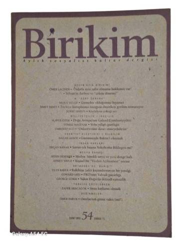 BİRİKİM - AYLIK SOSYALİST KÜLTÜR DERGİSİ -- EKİM 1993 SAYI NO: 54 - 0
