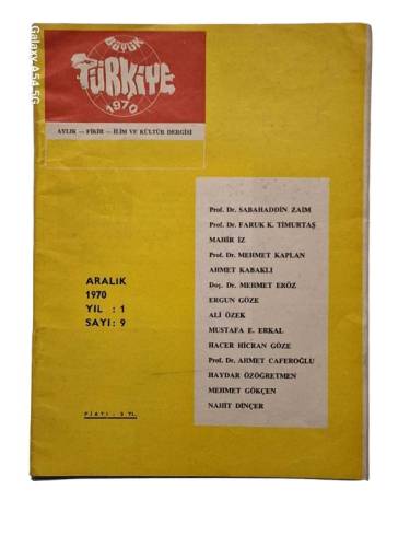 BÜYÜK TÜRKİYE (AYLIK FİKİR, İLİM, ARAŞTIRMA VE AKTÜALİTE DERGİSİ) YIL: 1, SAYI: 9 (ARALIK 1970) - 0