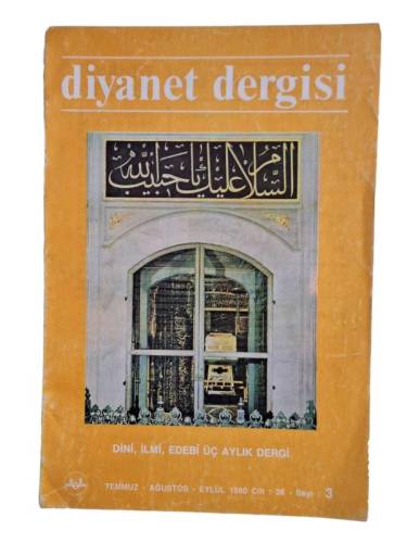 DİYANET DERGİSİ / 26. CİLT / TEMMUZ AĞUSTOS EYLÜL 1990 / 3. SAYI - 0