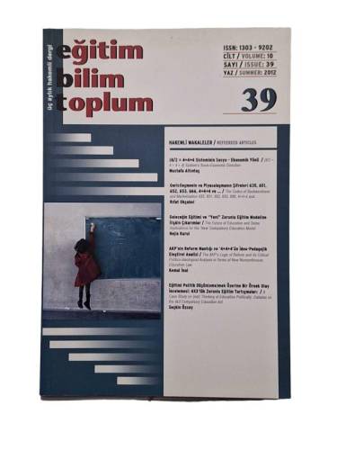 EĞİTİM BİLİM TOPLUM ÜÇ AYLIK HAKEMLİ DERGİ CİLT:10 SAYI:39 YAZ 2012 - 0