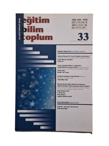 EĞİTİM BİLİM TOPLUM ÜÇ AYLIK HAKEMLİ DERGİ CİLT:9 SAYI:33 KIŞ 2011 - 0