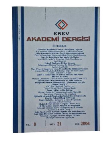 EKEV AKADEMİ DERGİSİ YIL:8 SAYI:21 GÜZ 2004 - 0