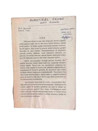 ELEŞTİREL OKUMA - 0