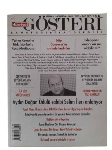 GÖSTERİ SANAT EDEBİYAT DERGİSİ / TEMMUZ AĞUSTOS EYLÜL 2012 / SAYI:307 - 0