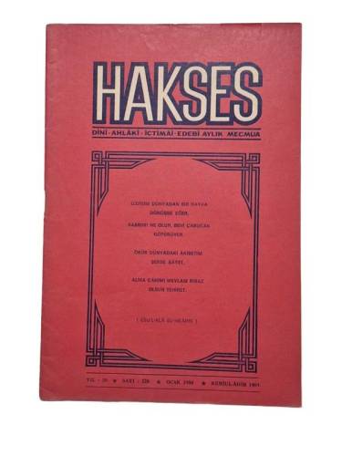 HAKSES DİNİ AHLAKİ İÇTİMAİ EDEBİ AYLIK MECMUA YIL 20 SAYI 229 OCAK 1984 - 0