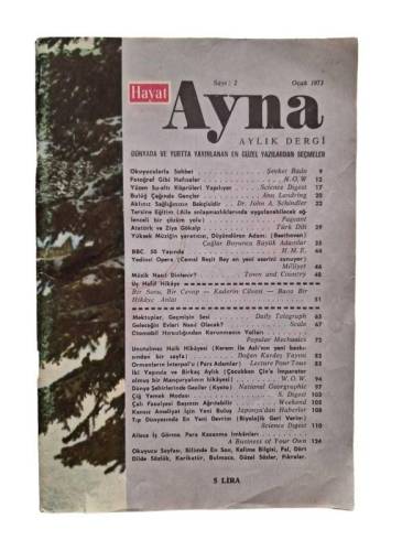 HAYAT AYNA AYLIK DERGİ SAYI 2 OCAK 1973 - 0