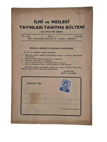 İLMİ VE MESLEKİ YAYINLARI TANITMA BÜLTENİ YIL:1971 SAYI:1 ARALIK - 0