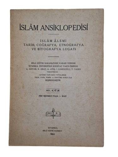 İSLAM ANSİKLOPEDİSİ İSLAM ALEMİ TARİH, COĞRAFYA, ETNOGRAFYA VE BİYOGRAFYA LUGATİ 97.CÜZ PİRİ MEHMED - 0