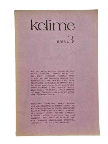 KELİME ( AYLIK DERGİ ) 8/86 - 3 - 0