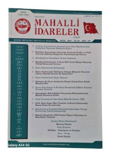 MAHALLİ İDARELER DERGİSİ YIL: 20 SAYI: 193 EYLÜL 2010 - 0