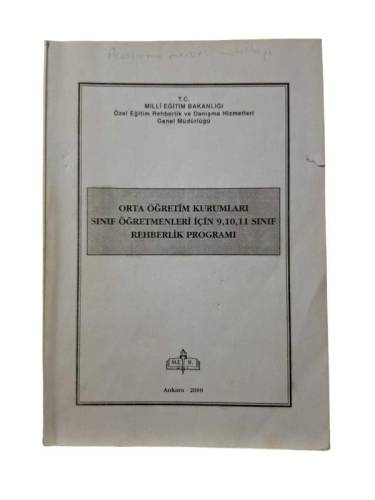 ORTA ÖĞRETİM KURUMLARI SINIF ÖĞRETMENLERİ İÇİN 9, 10, 11. SINIF REHBERLİK PROGRAMI - 0