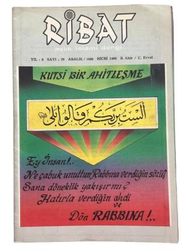 RİBAT AYLIK DİNİ DERGİ YIL:6 SAYI:72 ARALIK 1988 - 0