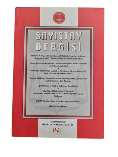 SAYIŞTAY DERGİSİ 2012 SAYI.85 ( ULUSAL HAKEMLİ DERGİ ) - 0