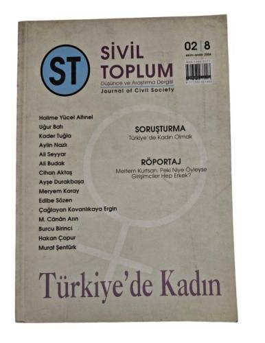 SİVİL TOPLUM DÜŞÜNCE VE ARAŞTIRMA DERGİSİ EKİM-ARALIK 2004 YIL:2 SAYI:8 ( TÜRKİYEDE KADIN ) - 0