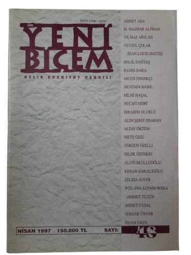 SON YENİ BİÇEM AYLIK EDEBİYAT DERGİSİ NİSAN 1997 SAYI: 48 - 0