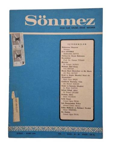 SÖNMEZ AYLIK İLMİ AHLAKİ SİYASİ MECMUA YIL 7 SAYI 55 - 56 ŞUBAT - MART 1970 - 0