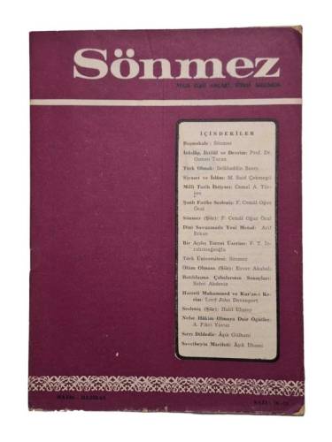 SÖNMEZ AYLIK İLMİ AHLAKİ SİYASİ MECMUA YIL 7 SAYI 61 AĞUSTOS 1970 - 0