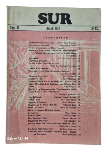 SUR İLMİ EDEBİ SİYASİ MECMUA SAYI:33 YIL:ARALIK 1978 - 0