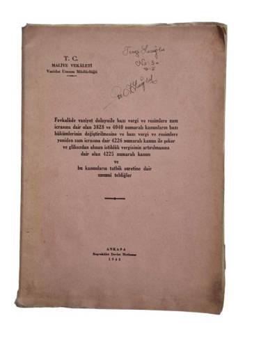T.C. MALİYE VEKALETİ VARİDAT UMUM MÜDÜRLÜĞÜ TEBLİĞLER ( 1942 ) - 0