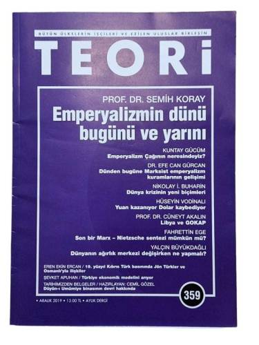 TEORİ - ARALIK 2019 - SAYI: 359 - 0