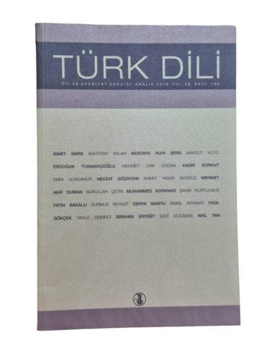 TÜRK DİLİ DİL VE EDEBİYAT DERGİSİ ARALIK 2016 SAYI 780 - 0