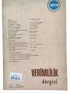 VERİMLİLİK DERGİSİ CİLT:1 SAYI:1 EKİM -ARLIK 1971