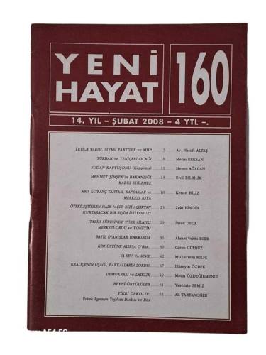 YENİ HAYAT AYLIK SİYASİ DERGİ SAYI 160 ŞUBAT 2008 - 0