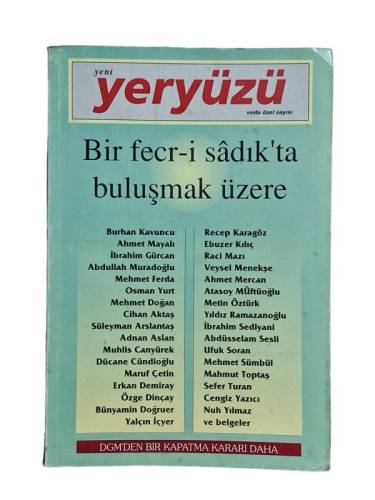 YENİ YERYÜZÜ VEDA ÖZEL SAYISI TEMMUZ 1995 SAYI:19 - 0